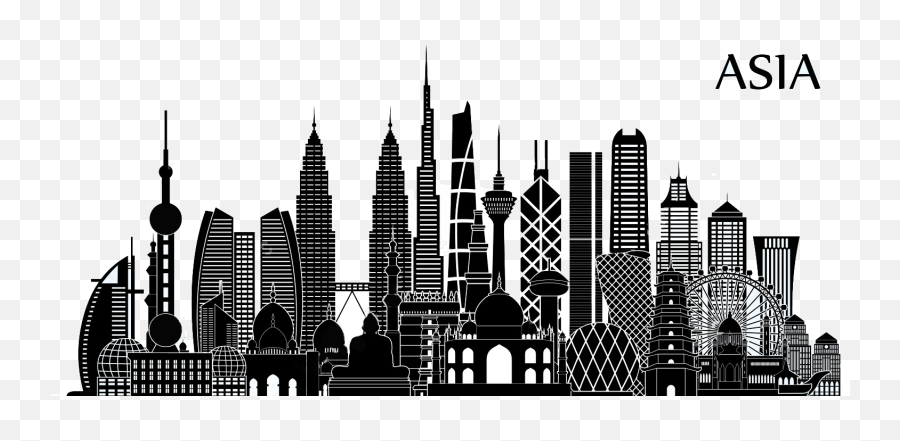 Asia Vector Skyline Clip Black And White Stock - Value Skyline Black And White Vector Png,City Skyline Png