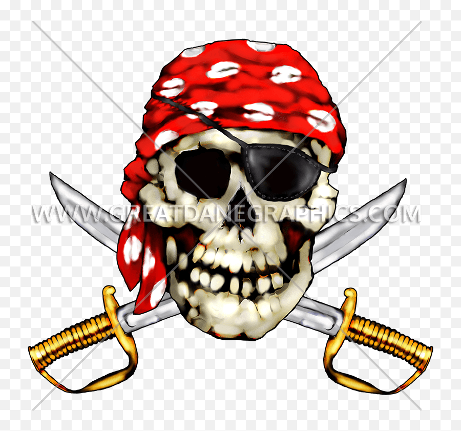 Pirate Skull Production Ready Artwork For T - Shirt Printing Redeye Laserworks Png,Pirate Skull Png