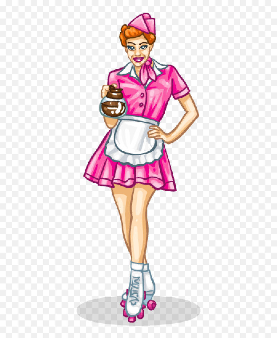 Download Waitress - Waiter On Roller Skates Full Size Png Roller Skating Waitress Clipart,Waitress Png
