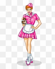 Download Waitress - Waiter On Roller Skates Full Size Png Roller Skating Waitress Clipart,Waitress Png