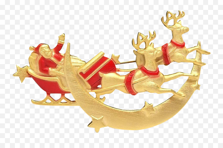 Santa Reindeer Sleigh - Christmas Gold Santa Sleigh Clipart Fictional Character Png,Santa Sleigh Transparent