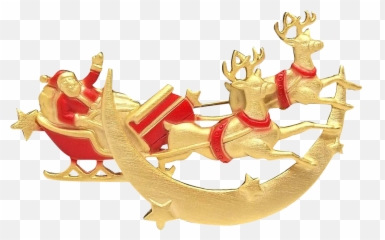 Santa Reindeer Sleigh - Christmas Gold Clipart Fictional Character png