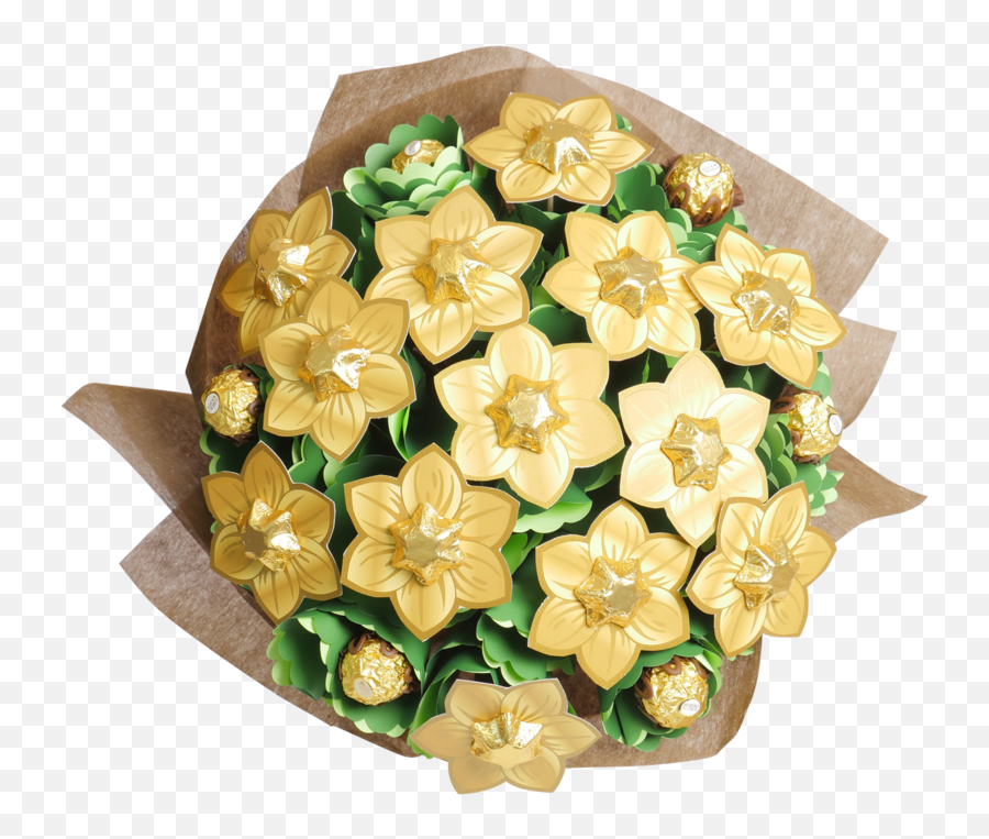 Golden Flower Png - Golden Flower Chocolate Bouquet Artificial Flower,Poinsettia Transparent Background