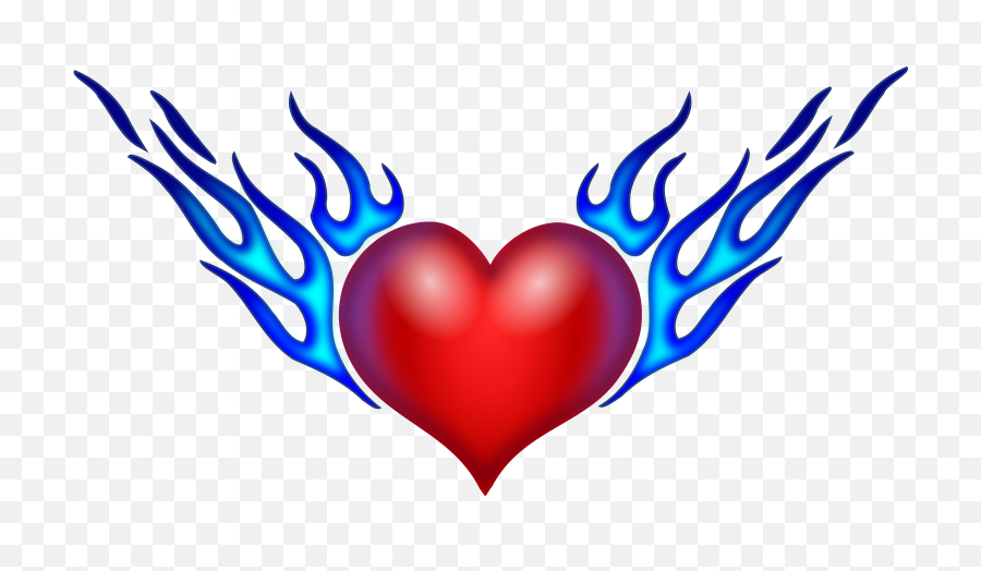 cool hearts with flames