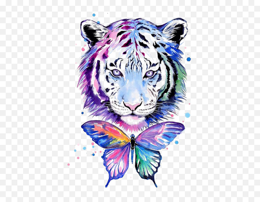 Tiger Png Background - Tiger Free Png Images Pinturas De Colorful Watercolor Tiger,Tiger Face Png