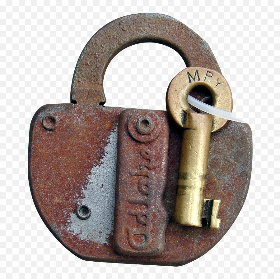 Vintage Monongahela Railroad Mry Lock And Key Set - Rust Png,Lock And Key Png