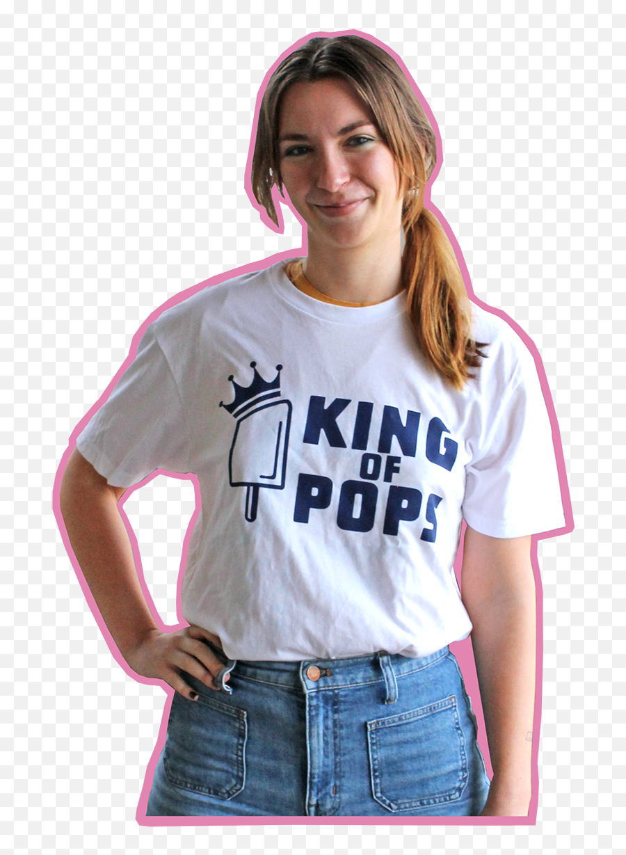 King Of Pops White Shirt With Navy Logo - Short Sleeve Png,Navy Logo Image