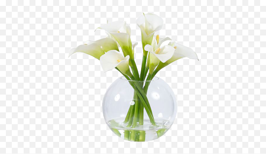 Faux Calla Lily In Glass Bowl White - Faux Calla Lily In Glass Vase Png,Calla Lily Png