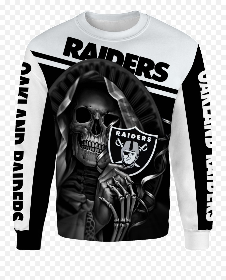 Oakland Raiders Skull New All Over Print V1212 - Trendy Long Sleeve Png,Raiders Skull Logo