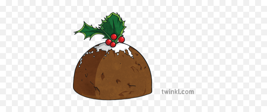 Christmas Pudding Food Seasonal Decoration Ks2 Illustration - Holly Png,Pudding Png
