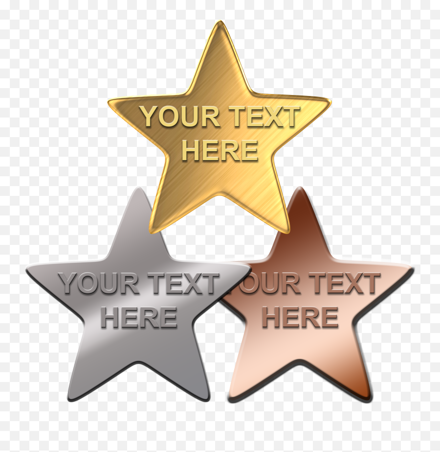 Create Your Own Star Badge Embossed With Text - Gold Star On Badges Png,Star Shape Png
