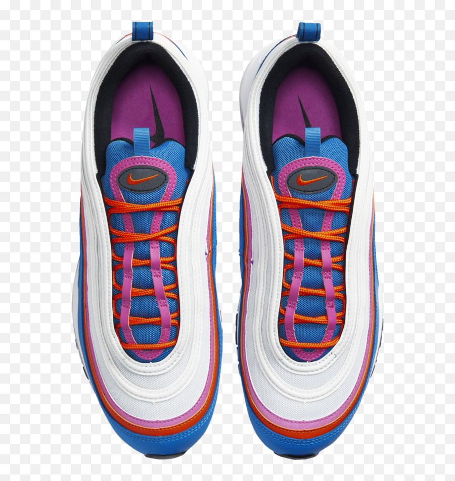 Nike Air Max 97 White Red Pink Blue Cw6992 - 100 Release Date Round Toe Png,Nike Air Max 97 Transparent
