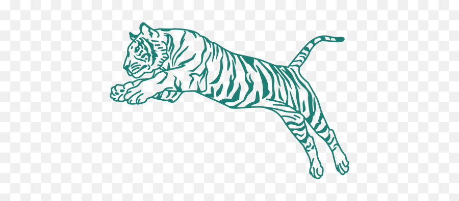 Tiger Attacking Prey Hand Drawn - Angry Tiger Png Jumping,Tiger Claw Icon