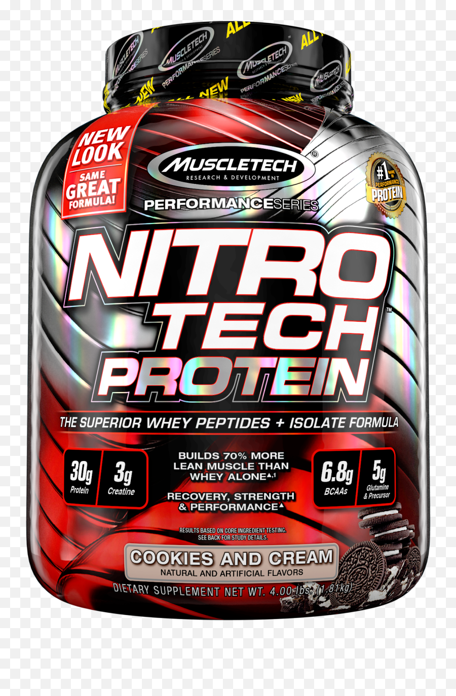 Nitrotech Protein Powder Plus Muscle Builder 100 Whey With Isolate Cookies U0026 Cream 40 Servings 4lbs - Nitro Tech Protein 5kg Png,Supertech Icon Resale