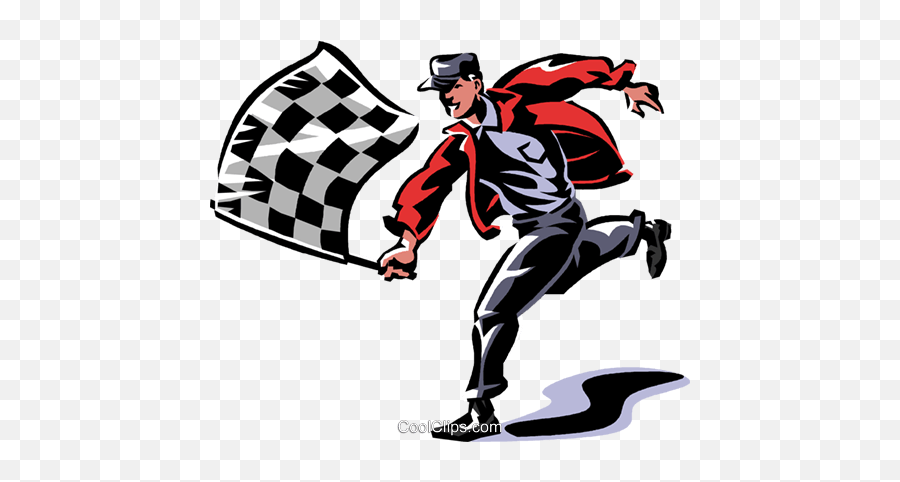 Man With A Checkered Flag Royalty Free Vector Clip Art - Race Car Flag Man Png,Checkered Flags Png