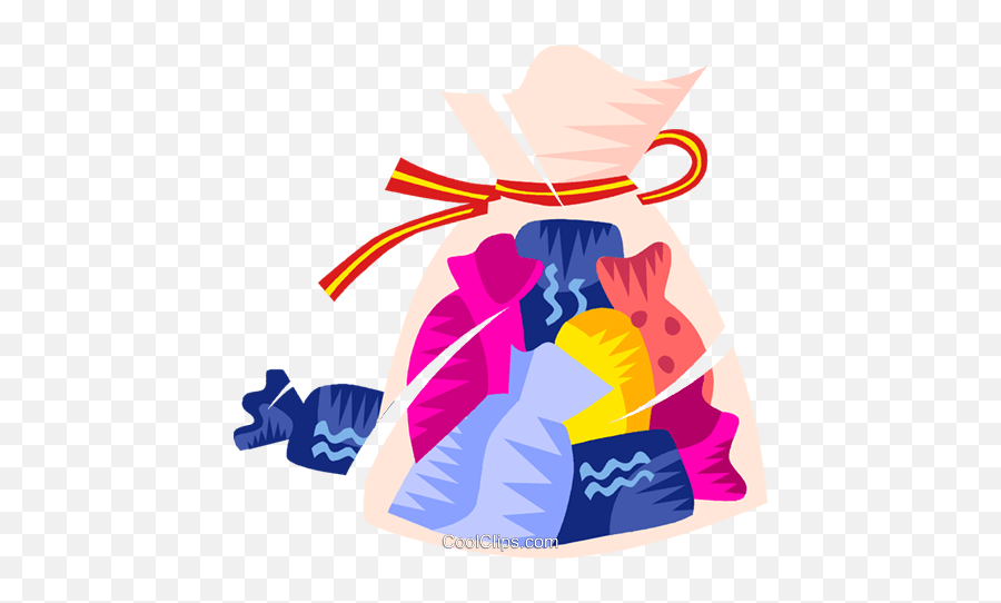 Bag Of Candies Royalty Free Vector Clip Art Illustration - Bag Of Candies Png Cartoon,Candies Png