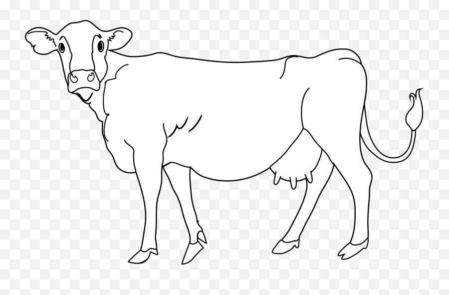 Outline Cow Clipart Black And White Png - Cow Coloring,Cow Emoji Png