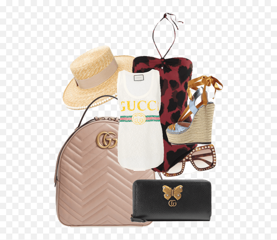 Gucci Travel Outfit Shoplook - Shoulder Bag Png,Gucci Hat Png