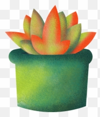 Painted Potted Succulent In A Green Pot - Photos By Canva Sacred Lotus Png,Succulent Transparent Background