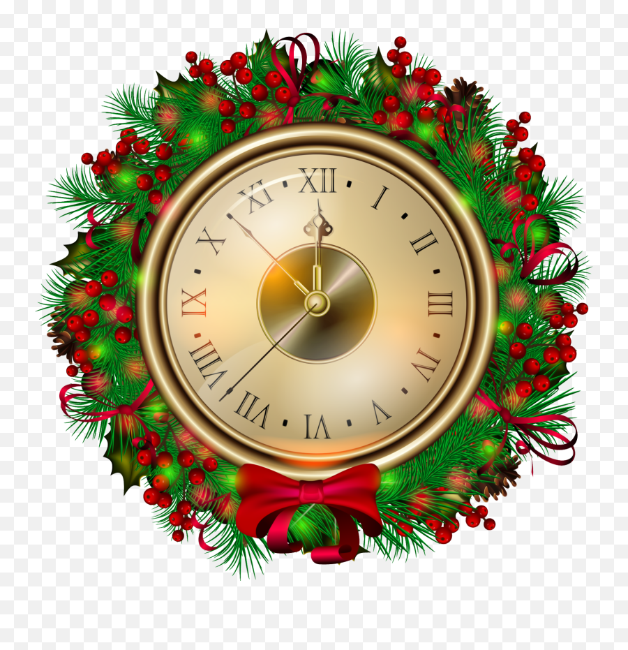 Clock Png Pic - Christmas Wreath Door Png,Clocks Png