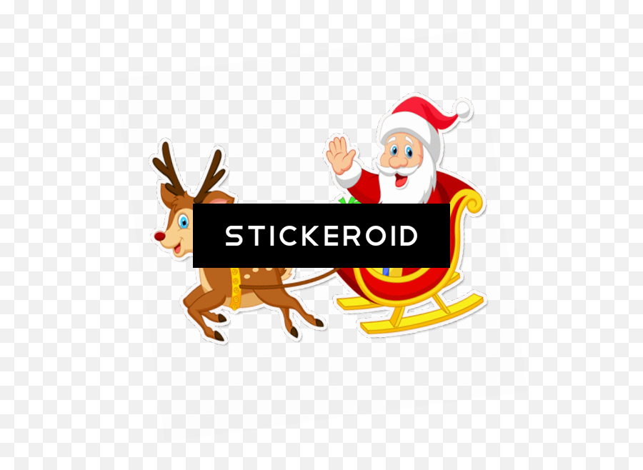 Download Santa - Rudolph Pulling Santau0027s Sleigh Full Size Clip Art Png,Santa Sleigh Transparent Background