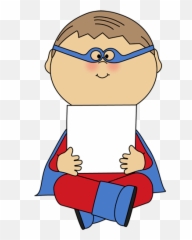 Boy Superhero Holding A Blank Sign - Kid Clipart Transparent Kids png