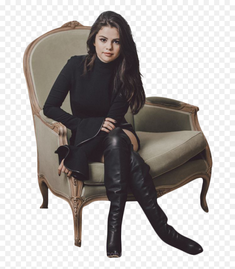 Selena Gomez Sitting Png Image - Purepng Free Transparent Selena Gomez Black Long Sleeve,Person Sitting In Chair Png
