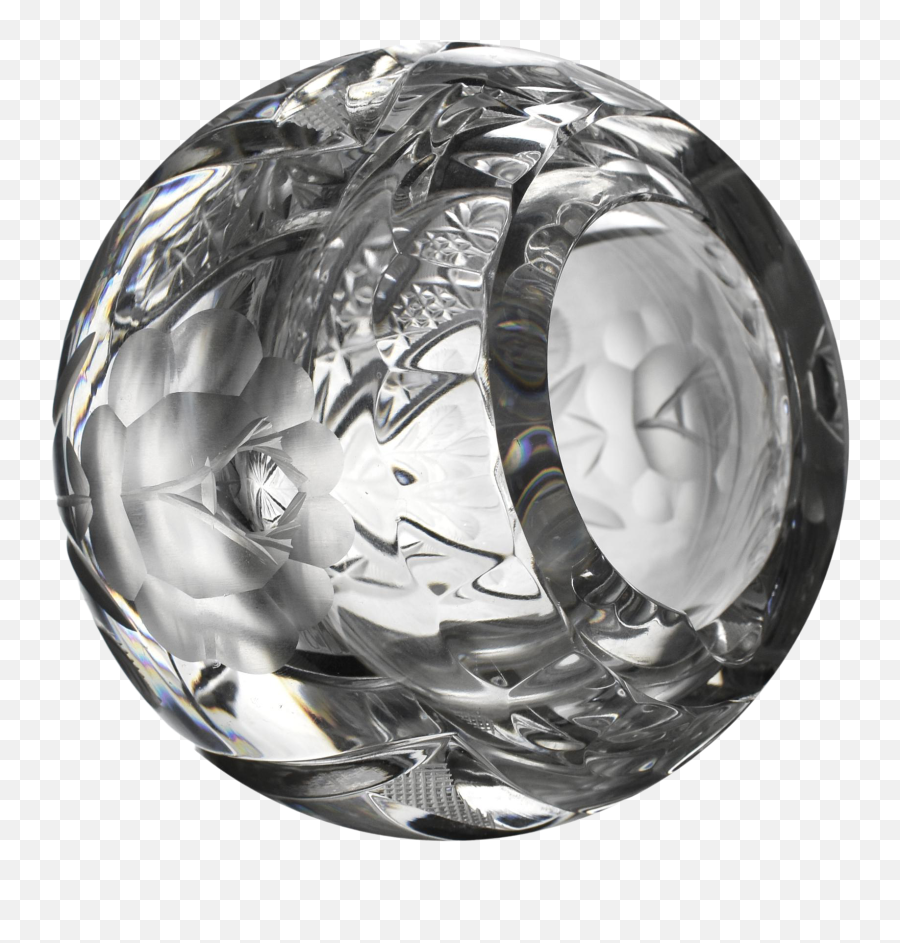 Cut Crystal Sphere Orb Round Bowl Cigarcigarette Ashtray - Paperweight Png,Crystal Ball Transparent
