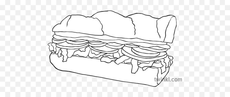 Subway Type Sandwich Black And White 1 Illustration - Twinkl Subway Sandwich Para Colorear Png,Subway Sandwich Png