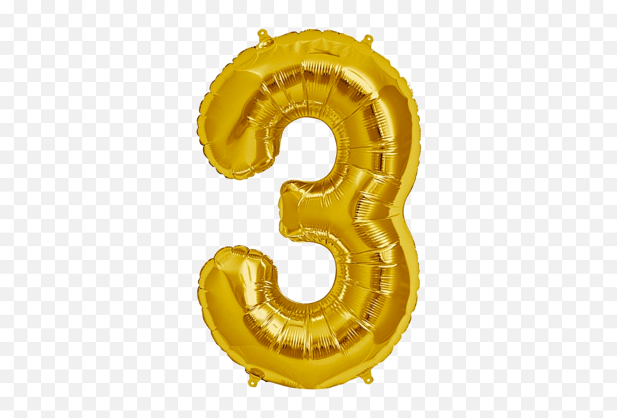 Balloon Numbers Png Picture 412405 3 - Number 3 Foil Balloon,Gold Balloon Png
