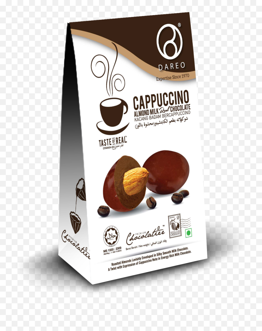 Cappuccino Almond Milk Real Chocolate 60g - Chocolate Png,Cappuccino Png