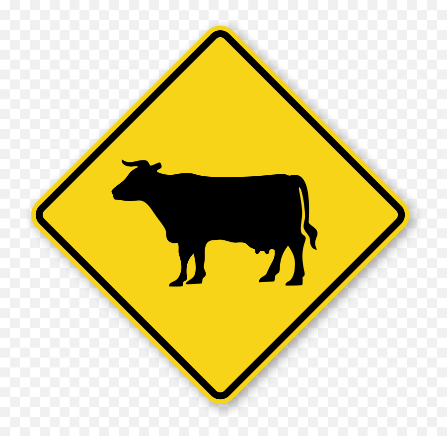 Cattle Sheep Water Buffalo Traffic Sign Warning - Cattle Crossing Sign Png,Cow Emoji Png