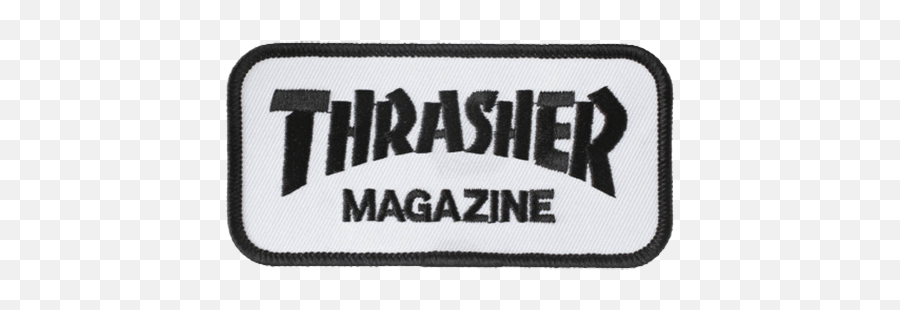 Thrasher Logo White Black Patch - Label Png,Thrasher Logo Transparent
