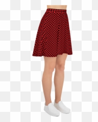 Red Checker - Black Mid Thigh Skirt Png,Skirt Png