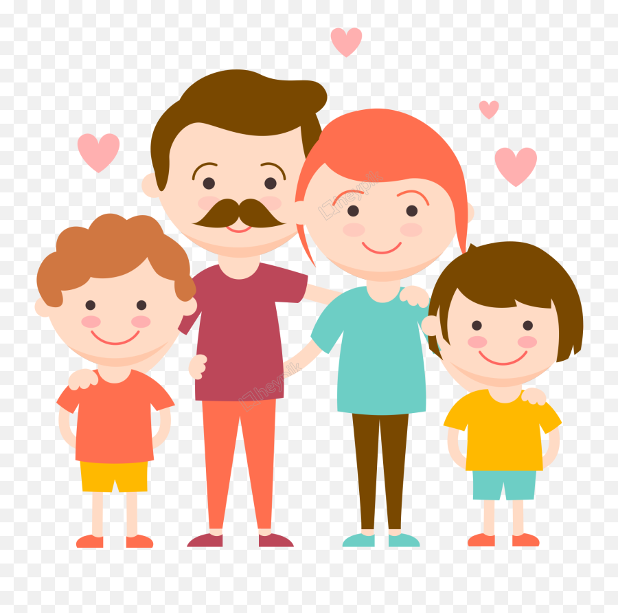 Png Vector - Cartoon Family With 2 Boys,Family Png - free transparent png  images 
