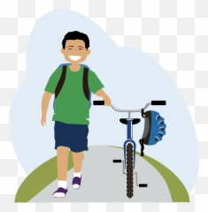 Walking A Bike Cartoon Png Image - And Biking Clipart