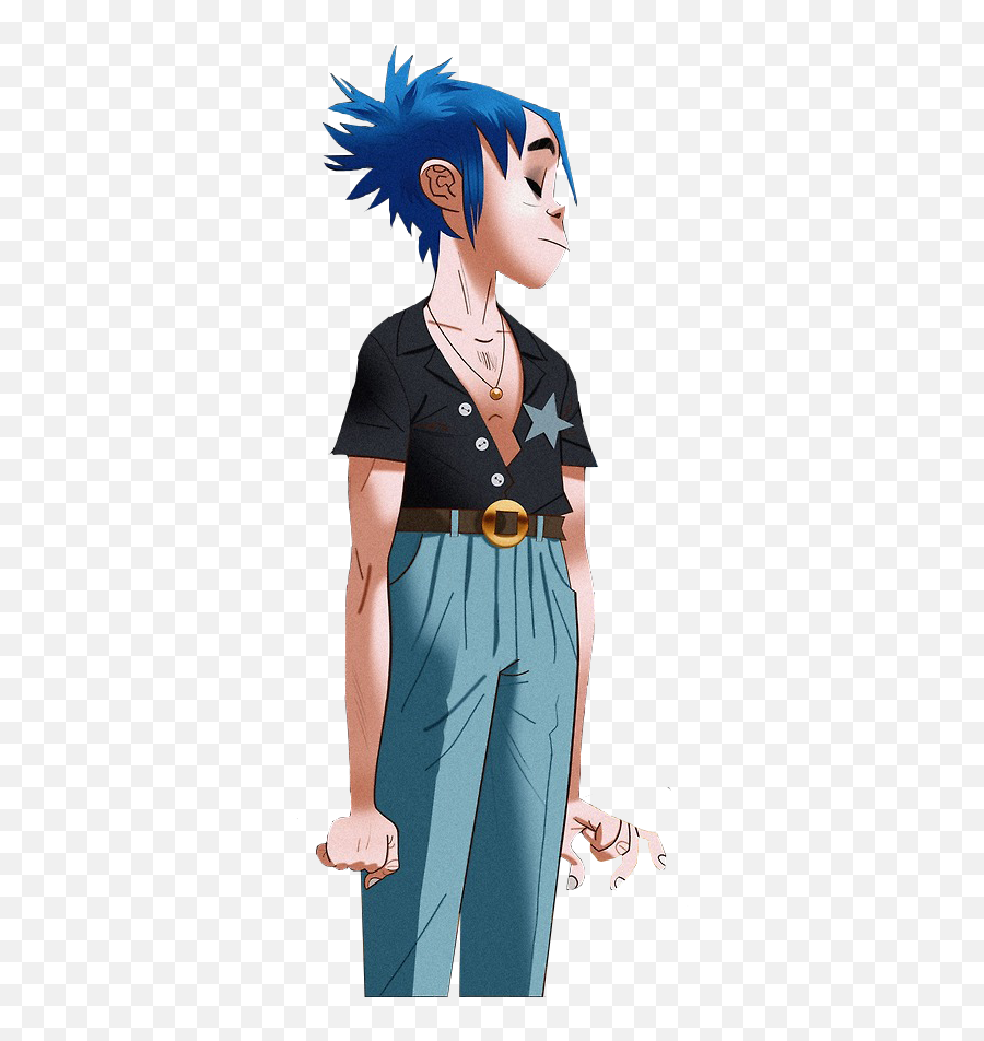 Gorillaz 2d Png Transparent - Gorillaz Personagem Cabelo Azul,Gorillaz Transparent