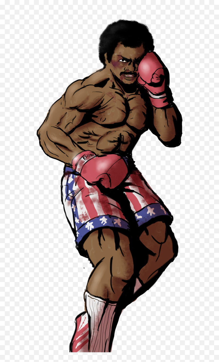 Apollo Creed - Cartoon Rocky Balboa Drawing Png,Rocky Balboa Png