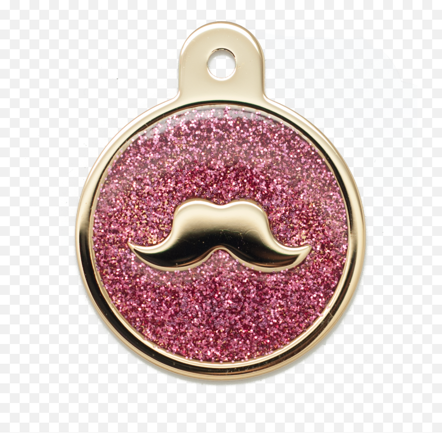 Mustache Glitter Enamel Circle Pink - Locket Png,Pink Circle Png