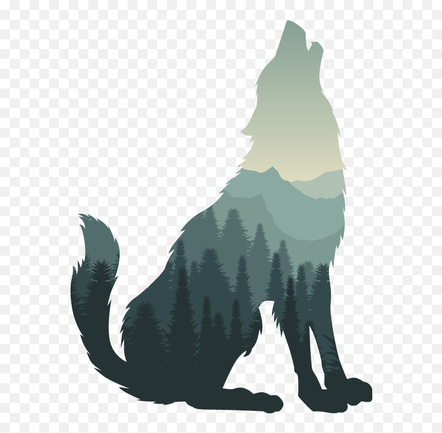 Wolf With Forest Howling Wild Animal Decal - Tenstickers Lobo Da Floresta Png,Animated Wolf Icon