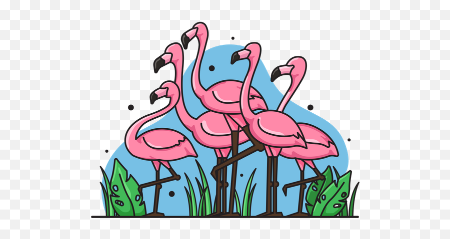 Flamingo Icon - Download In Colored Outline Style Five Flamingo Cartoon Png,Pink Flamingo Icon