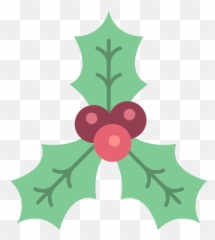 Christmas Holly Xmas Icon - White Outline Png