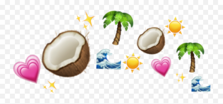 Crown Emoji Ring Sunshine Sun Coconut Palmtree Wave Hea - Sunshine Aesthetic Emoji Transparent Png,Wave Emoji Png