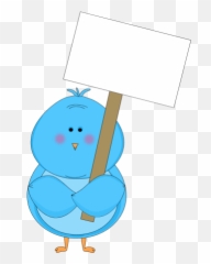 Blue Bird Holding A Blank Sign Clip Art - With png
