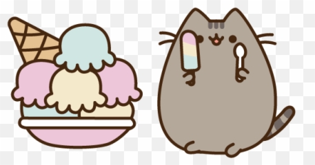 Pusheen And Lots Of Ice Cream Cursor - Ice Cream Pusheen Cat Png,Pusheen Png