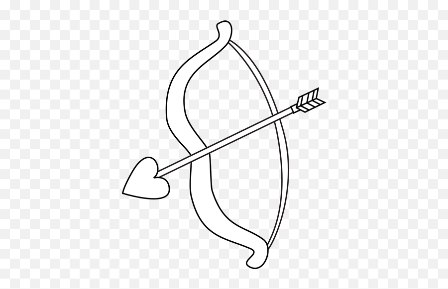 Download Hd Drawn Heart Bow And Arrow - Bow And Arrow Arow Clipart Black And White Png,Drawn Heart Outline Png