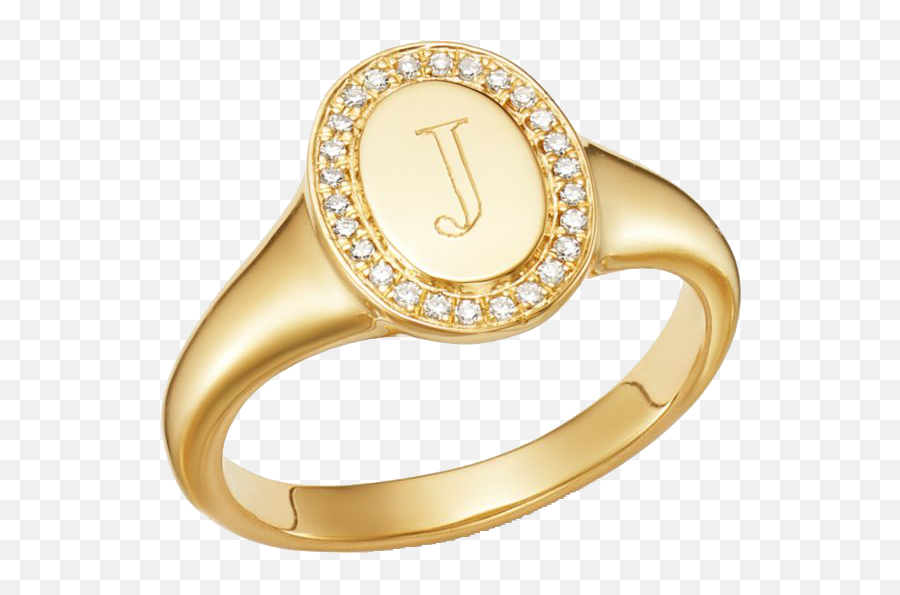 14k Yellow Gold Diamond Initial Signet Ring - Solid Png,Gucci Icon Rings