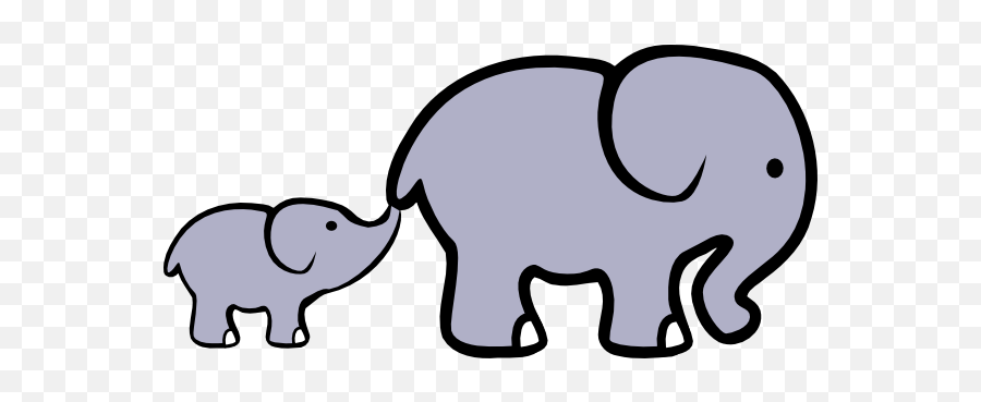 Baby Elephant Cartoon Drawing - Elephant Outline With Baby Png,Elephant Clipart Transparent Background