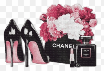 Soave Deco Bag Flowers Black White Pink - Shoe Style Png,Coco Chanel Icon