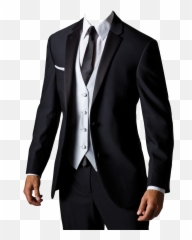 Download Suit Jacket Png - Black Blazer With Waistcoat